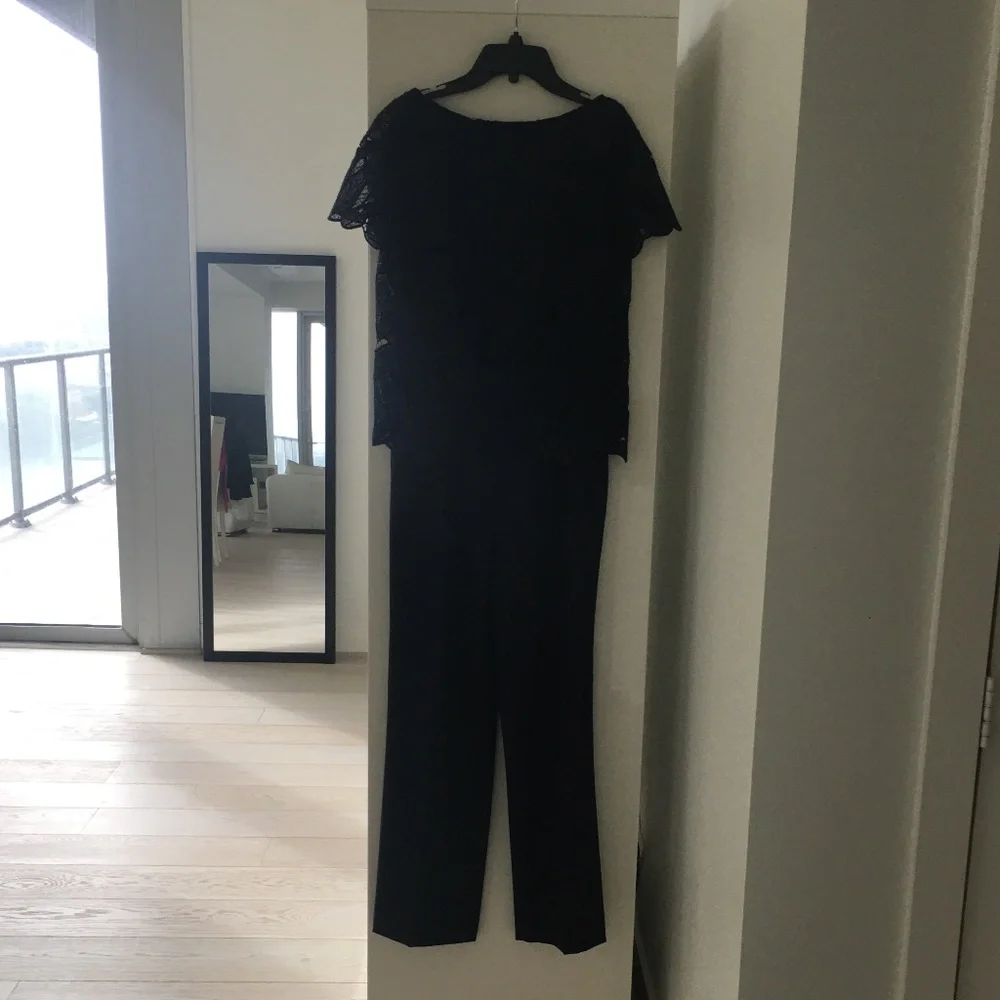 $500 TORY BURCH AVALON NAVY LACE OVERLAY WOOL BLEND PARTY ROMPER SIZE 0